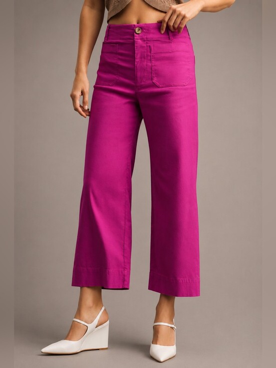 Maeve Pants - Maeve Colette European Linen Stretch High-Rise Wide-Leg Pants 28T Tall
